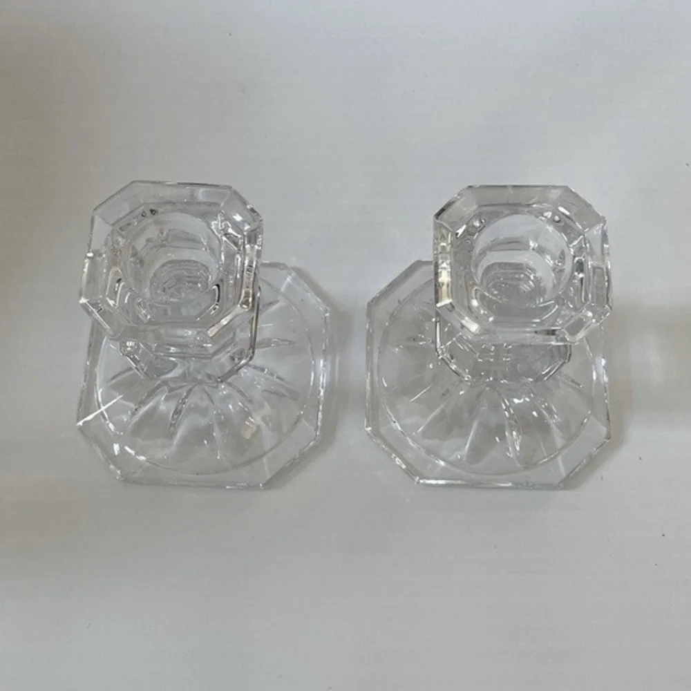 Mikasa Edinburgh Crystal Candlesticks Set of 2 Art Deco Slovenia 3